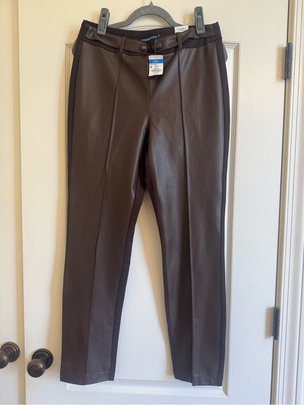 J. McLaughlin Women's Faux Leather Slim Pants in Dark Brown